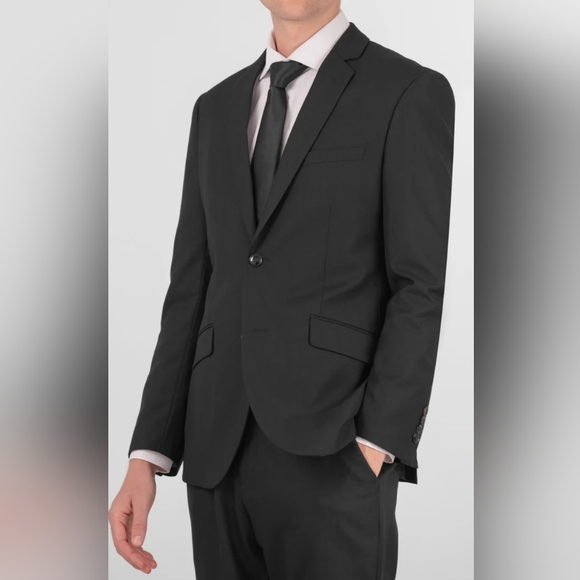 NWT Men's Black 2 Button Suit 56R 50W Modern Fit New 2pc - Picture 2 of 6